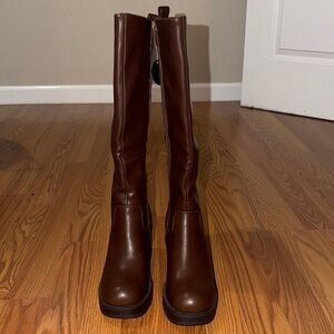 Brown Knee-High Leather Boots